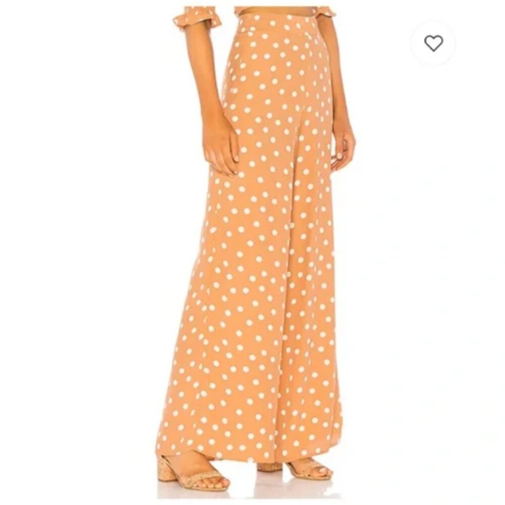 Tularosa Latte Tan White Polka Dot Maxi Marley Pant Viscose Trousers M $148.00 - Picture 5 of 14